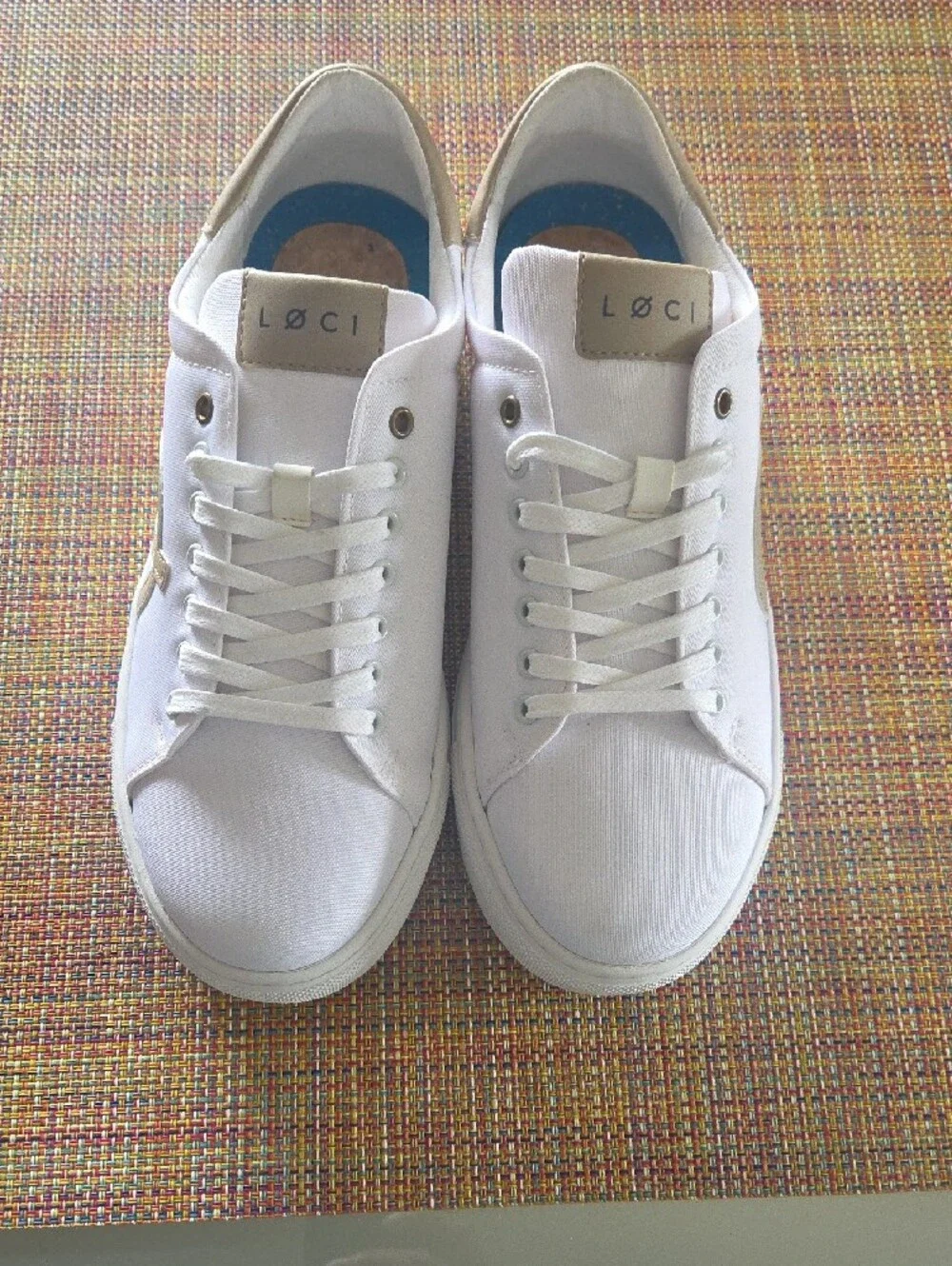 LOQ White Canvas Low-Top Sneakers with Gold Trim